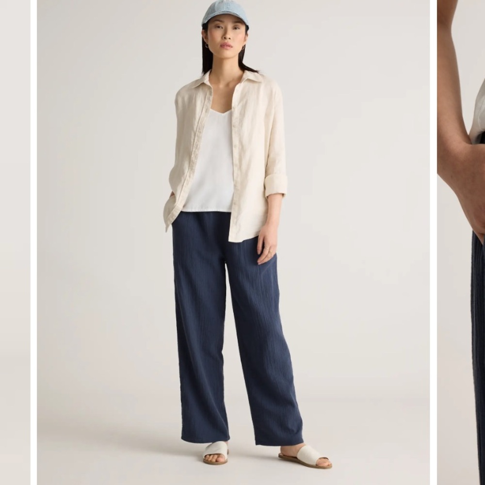 Quince Navy Straight Leg Pants